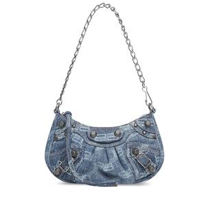 WOMEN'S LE CAGOLE MINI BAG WITH CHAIN BB MONOGRAM BLEACHED DENIM IN BLUE